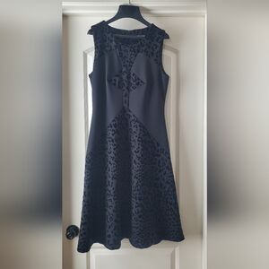 Karl Lagerfeld Black Leopard Midi Dress